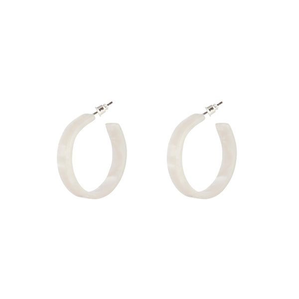 White Acrylic Swirl 3/4 Hoop Earrings