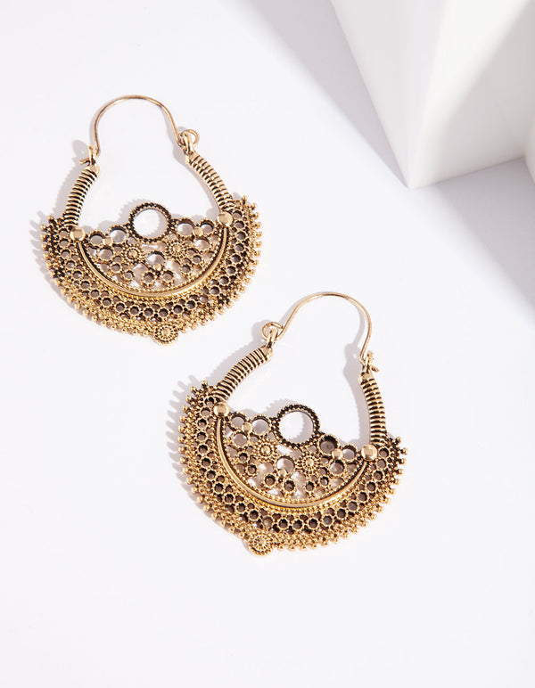 Antique Gold Market Loop Earrings