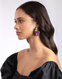 Multi Fabric Covered Cut Out Hoop Earrings - link has visual effect only