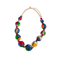 Gold & Fabric Covered Ball Necklace - link has visual effect only