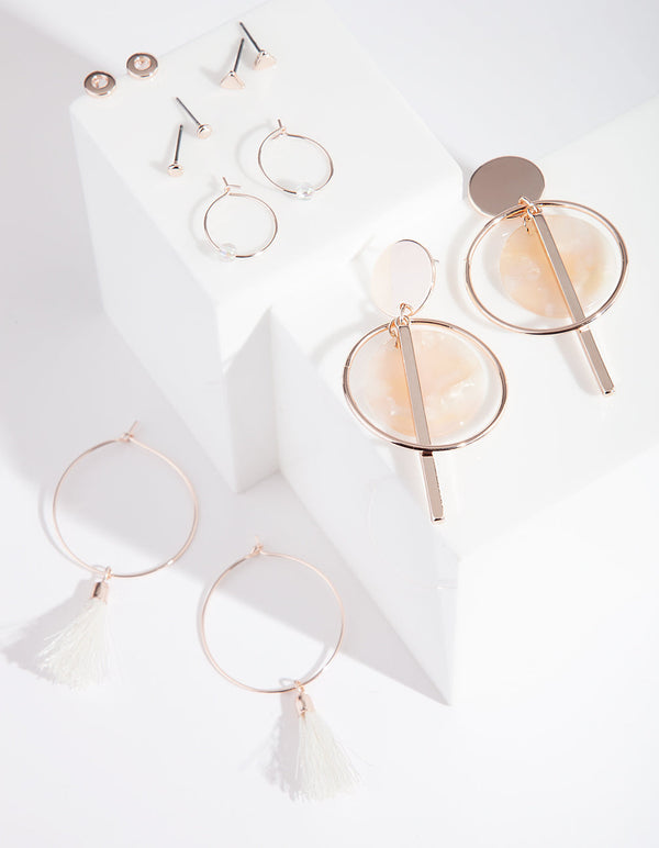 Rose Gold Statement Acrylic Earring 6-Pack