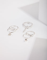 Silver Dainty Diamante Ring Pack - link has visual effect only