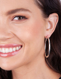 Silver Round Textured Edge Hoop Earrings - link has visual effect only