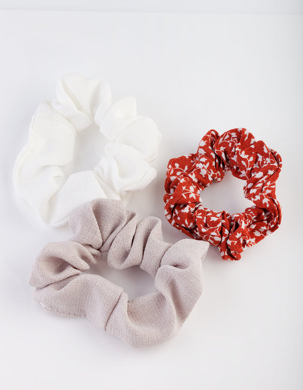 Floral Linen Scrunchie Pack