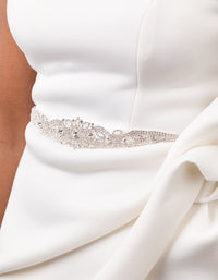 Diamante Silver White Sash Headband - link has visual effect only
