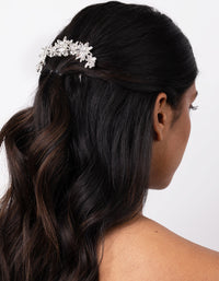 Silver Diamante Floral Comb - link has visual effect only