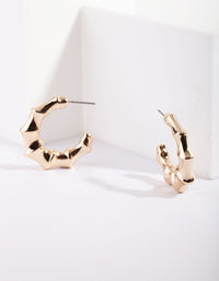 Gold Bamboo 3/4 Hoop Earrings - link has visual effect only
