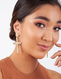 Gold Textured Cross Earrings - link has visual effect only