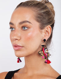 Red Halo Bird Statement Earrings - link has visual effect only