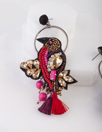 Red Halo Bird Statement Earrings - link has visual effect only