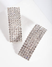 Silver Long Curve Diamante Earrings - link has visual effect only