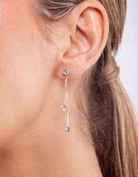 Rose Gold Diamante Drop Earrings Necklace Gift Box - link has visual effect only