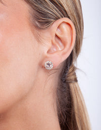 Rose Gold Pink Diamond Simulant Halo Stud Earrings - link has visual effect only