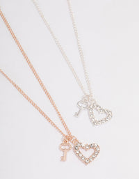 Best Friend Heart Lock Necklace Pack - link has visual effect only