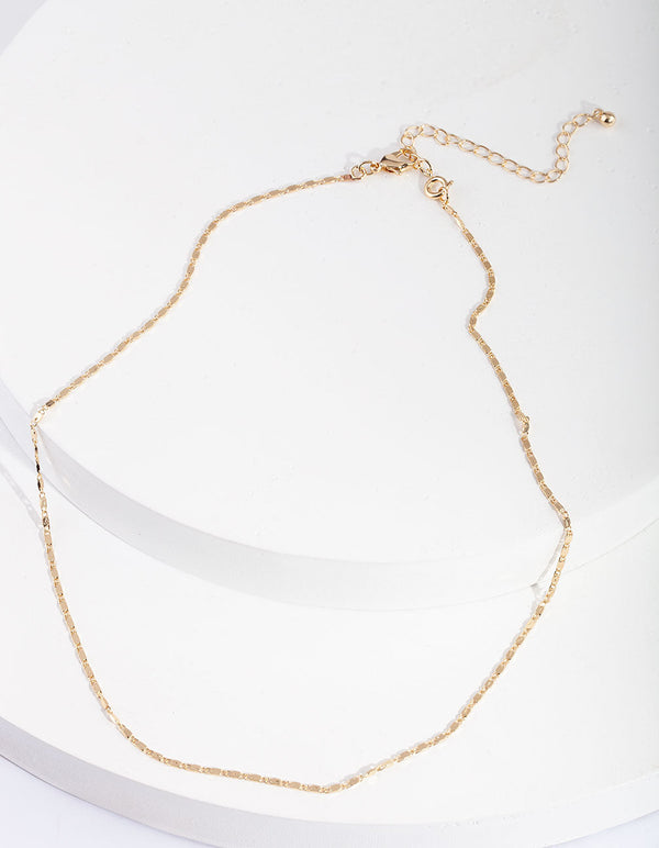 Gold 44cm Tab Chain Necklace