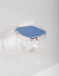 Silver Blue Enamel Ring - link has visual effect only