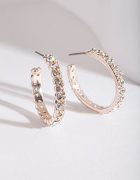 Rose Gold Diamante Open Hoop Earrings - link has visual effect only