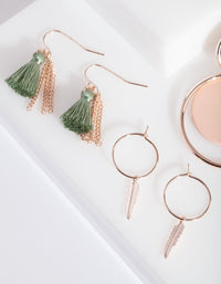 Rose Gold Pink Green Earring 6-Pack - link has visual effect only