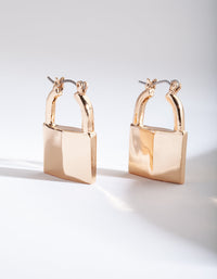 Gold Mini Lock Earrings - link has visual effect only