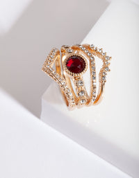 Gold Ruby Wave Ring Stack - link has visual effect only