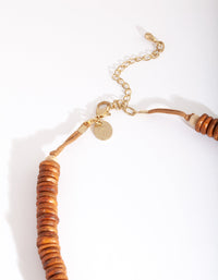 Neutral Wooden Raffia Necklace - link has visual effect only