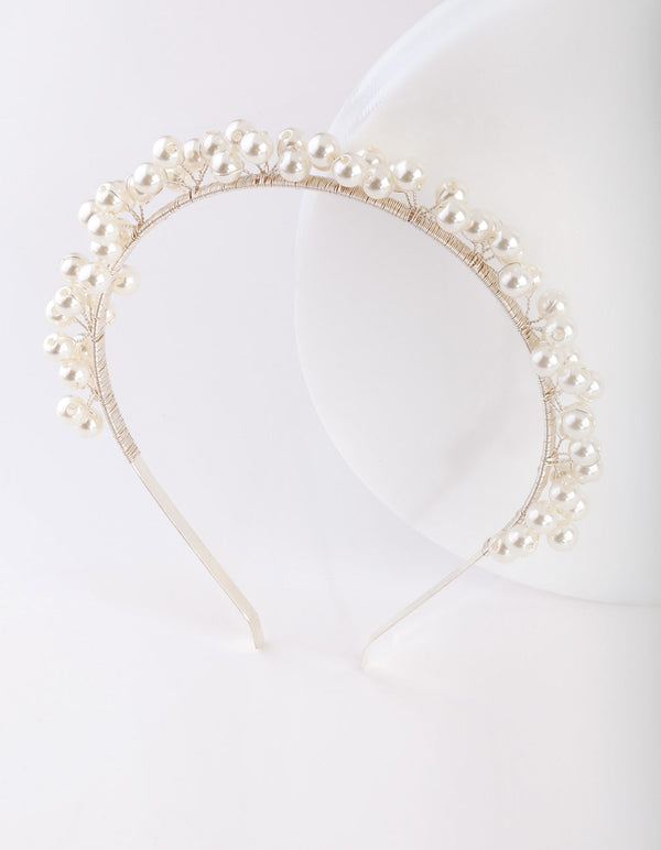 Silver Scattered Pearl Headband