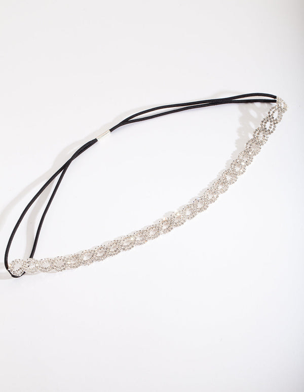 Silver Diamante Loop Stretch Headband