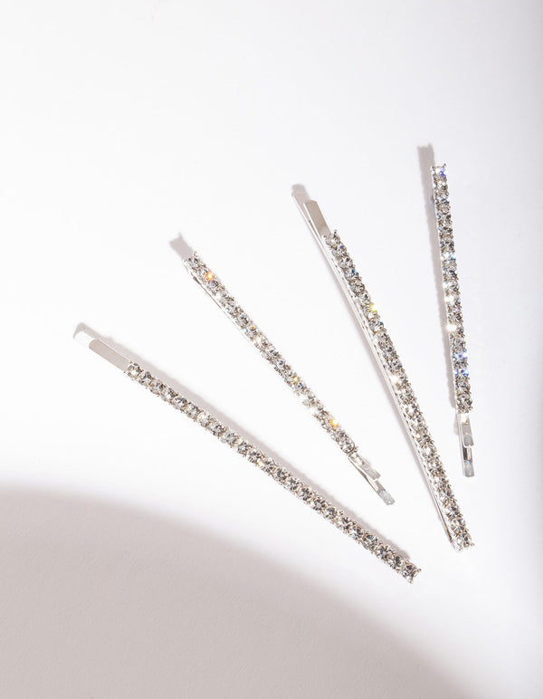 Rhodium Diamante Pin 4-Pack
