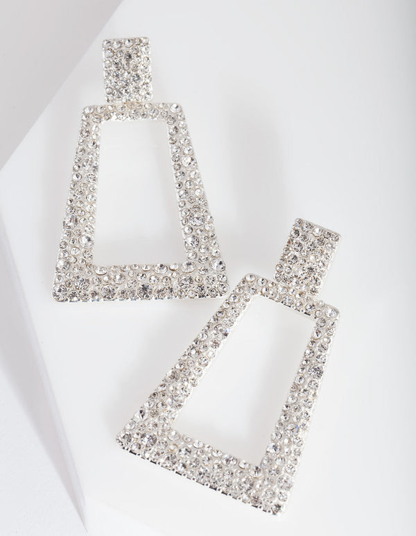 Silver Diamante Geometric Earrings