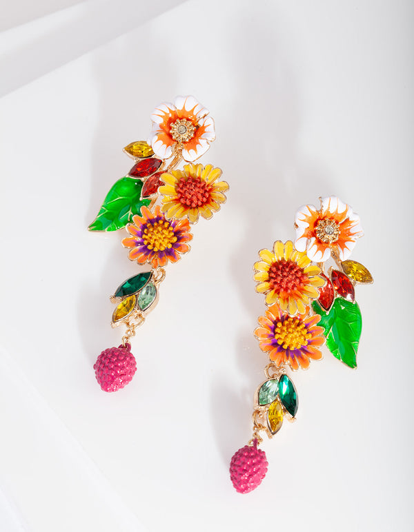 Multi Fruit Flower Earrings