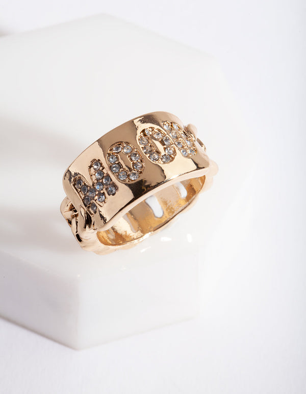 Gold "Mood" Diamante Ring