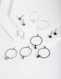 Black Silver Star Earring Pack - link has visual effect only