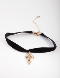 Suedette Antique Gold Cross Choker - link has visual effect only
