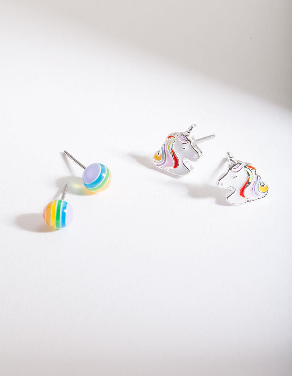 Rainbow Unicorn Earrings Set