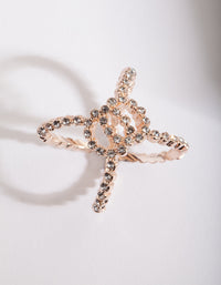 Rose Gold Diamante Cross Over Ring - link has visual effect only
