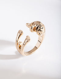 Gold Mini Daschund Ring - link has visual effect only