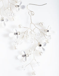 Silver Pearl & Flower Cluster Earrings - link has visual effect only
