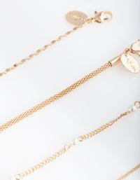 Gold Chain Pearl Anklet Bracelet Pack - link has visual effect only