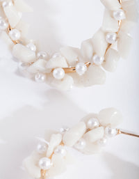 White Stone Pearl Hoop Earrings - link has visual effect only