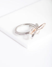 Mixed Metal Cubic Zirconia Open Bow Ring - link has visual effect only