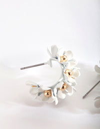 Mini White Flower Cluster Hoop Earrings - link has visual effect only