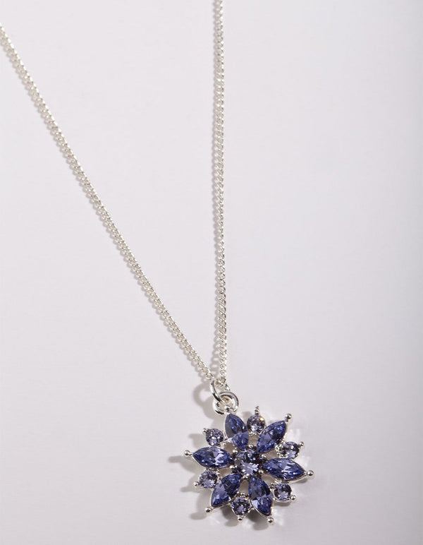 Lavender Faceted Crystal Flower Pendant Necklace