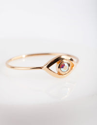 Gold Plated Diamante Evil Eye Ring - link has visual effect only