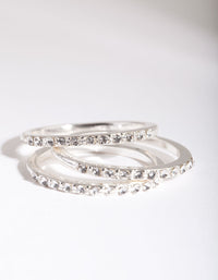 Silver Diamond Simulant Thin Ring Set - link has visual effect only