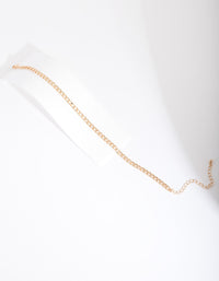Gold 5mm Curb Chain Anklet - link has visual effect only
