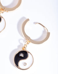 Gold Yin & Yang Huggie Earrings - link has visual effect only