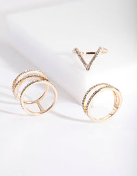 Gold Diamante Zigzag Ring Pack - link has visual effect only