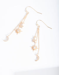 Gold Star & Moon Drop Earrings - link has visual effect only