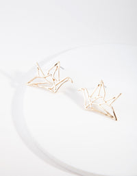 Gold Origami Bird Stud Earrings - link has visual effect only