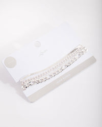 Silver Plated Statement Mixed Chain Anklet Trio - link has visual effect only